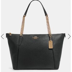 NWT BLACK Coach Ava Chain Tote